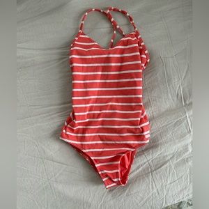 Roxy girls ‘kinda savage’ red and white striped one piece swim